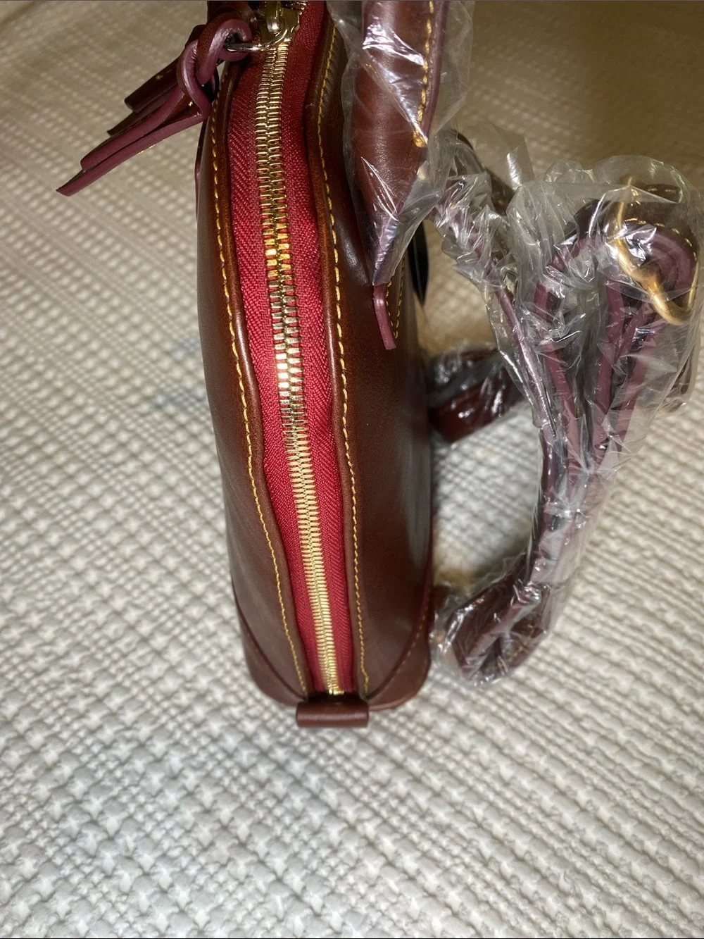 NWT Dooney & Bourke Chestnut Brown Leather small Zip Pod Backpack 🐻 - Picture 4 of 14